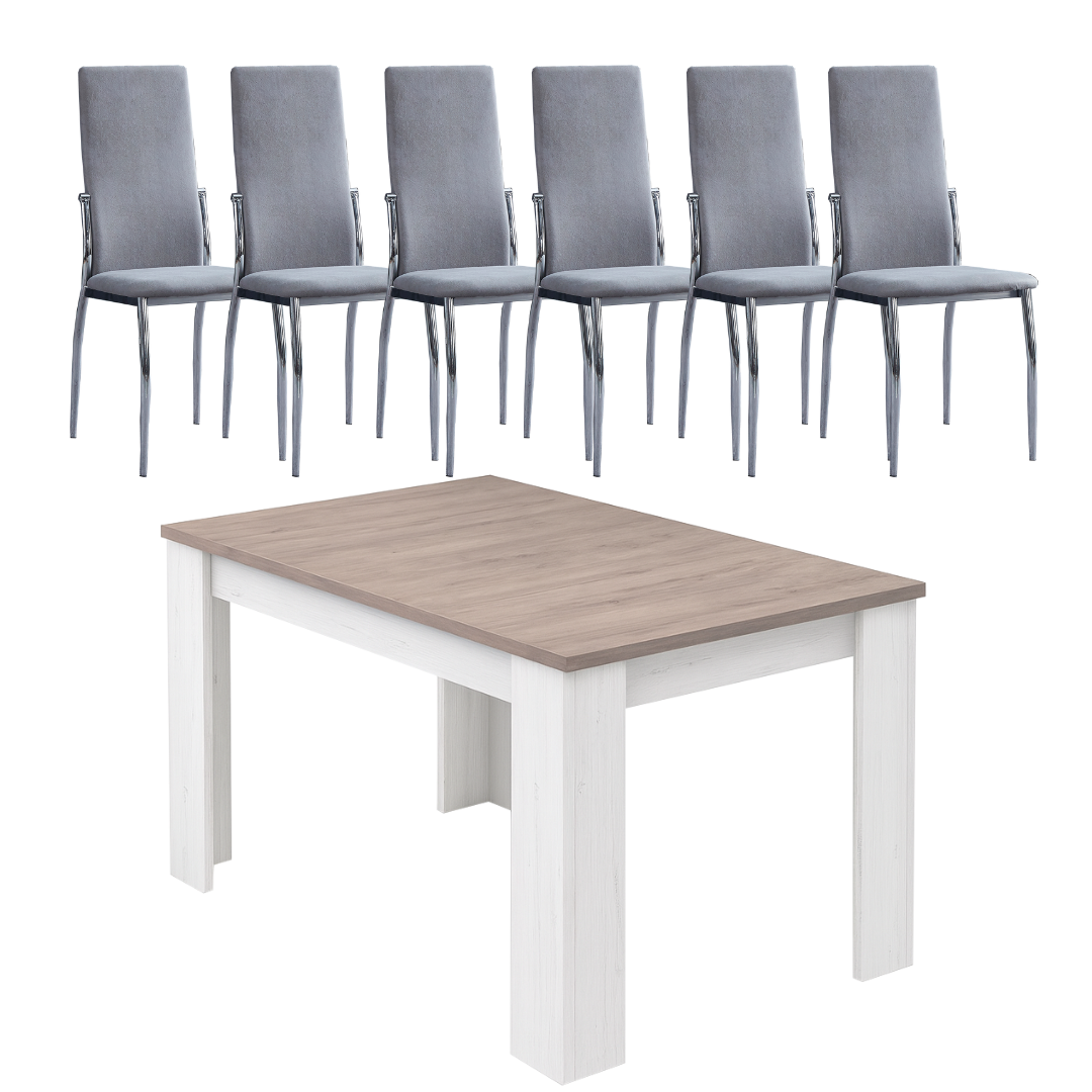 Conjunto de Mesa de Comedor Corfú con 6 Sillas Sakura
