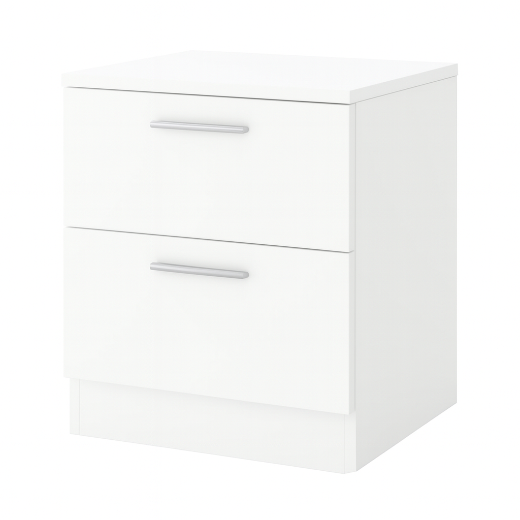 Mesita de noche Clas con cajones en blanco o acabado madera