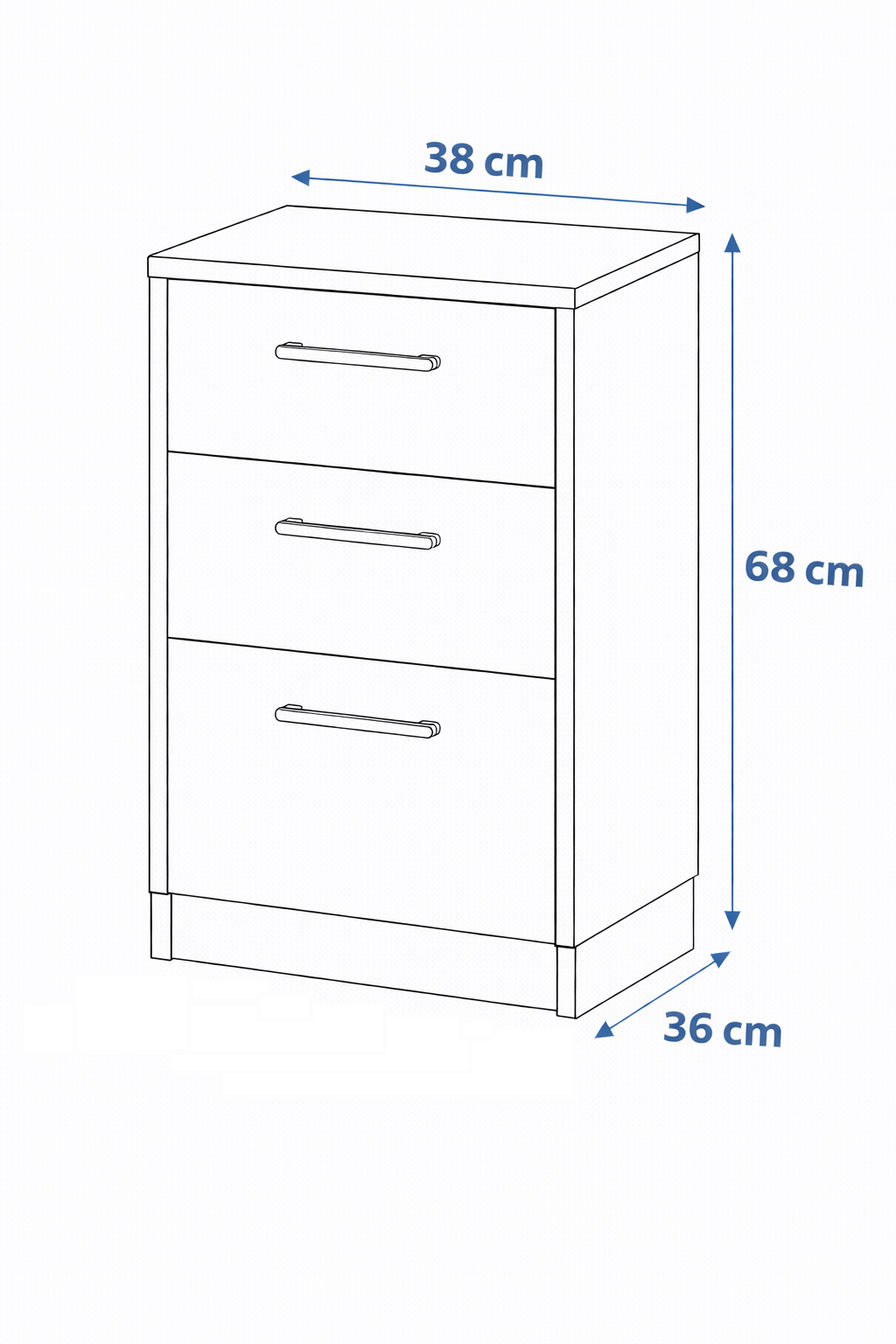 Mesita de noche Clas con cajones en blanco o acabado madera