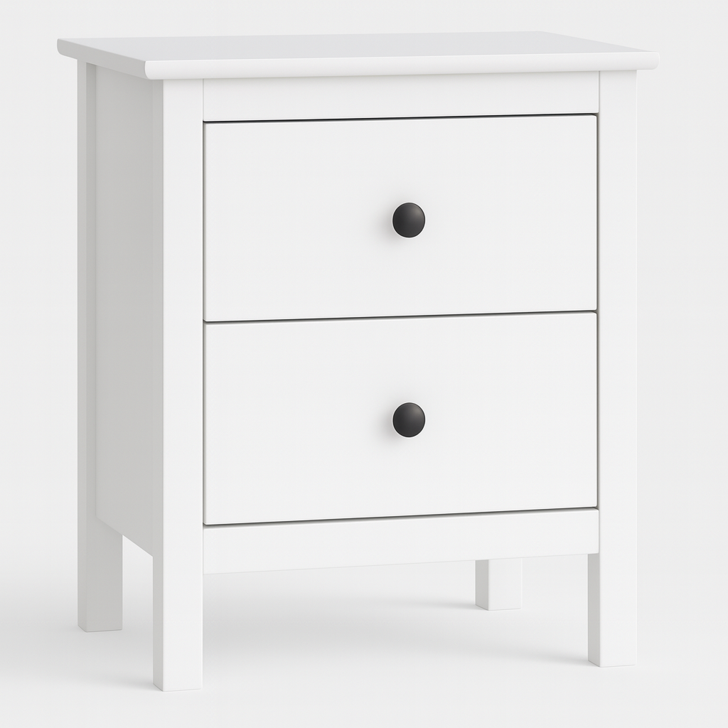 Mesita de noche Zeni de madera natural en color blanco o madera