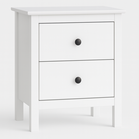 Mesita de noche Zeni de madera natural en color blanco o madera