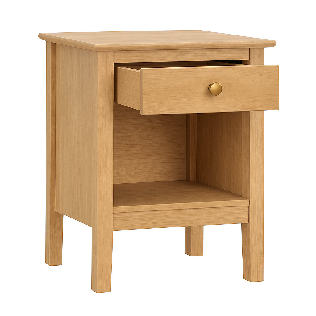Mesita de noche Zen de madera natural en color madera o blanco